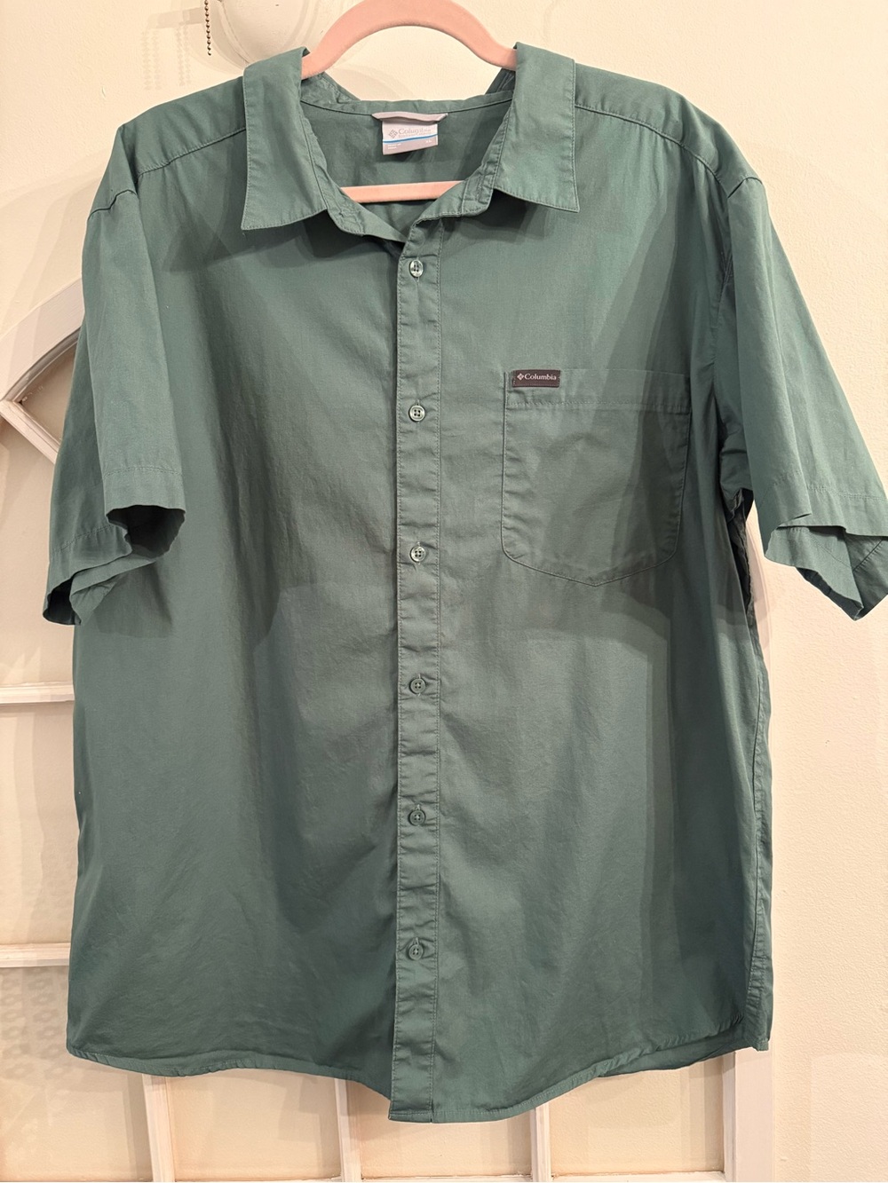 Columbia Men’s Short-Sleeve Button-Up Shirt Size XL Sage Green Gorpcore Utility